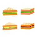 Isolated delicious sandwich fast food menu icon set