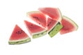 Isolated delicious watermelon slices on white with copy space