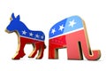 Isolated Democrat Party and Republican Party Symbo Royalty Free Stock Photo