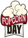 Ribbons and Popped Corn Promoting Popcorn Day, Vector Illustration