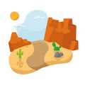 Isolated dessert landscape with a pair of cactus Vector Royalty Free Stock Photo