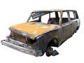 Isolated destroyed car Royalty Free Stock Photo