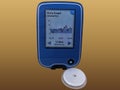 Isolated device for continuous glucose monitoring Ã¢â¬â CGM and white sensor. Daily graph on screen. Diabetes type 1. Insulin depend Royalty Free Stock Photo