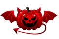 Isolated devil halloween pumpkin with wings