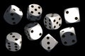 Isolated dices on black background Royalty Free Stock Photo