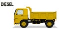 Isolated diesel dump truck on transparent background