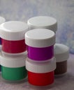 Isolated colored acrylic paints in the plastic bottles Royalty Free Stock Photo