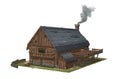 The isolated digital art illustration of a giant wooden medieval barn. Royalty Free Stock Photo