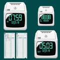 Isolated digital clock time recorder on transparent background