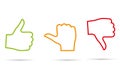 Isolated digital illustration of the colorful signs of thumbs