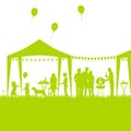 Isolated digital illustration of a silhouette of a family barbecue picnic