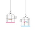 Isolated digital illustration of two birds in one cage - suitable for a concept of love Royalty Free Stock Photo