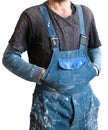 Isolated dirty uniform or boilersuit - working dress of house-painter in house is under construction, remodeling Royalty Free Stock Photo