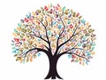 Isolated diversity tree hands illustration. in hand-drawn style Royalty Free Stock Photo
