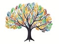 Isolated diversity tree hands illustration. in hand-drawn style Royalty Free Stock Photo