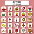 Isolated Diwali -25 Icons Set In Pink