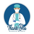 Isolated Doctor medical thank you essentials workers