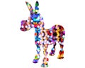 Isolated donkey composed of colorful bokeh lights background Royalty Free Stock Photo