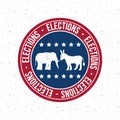 Isolated Donkey and elephant button of vote concept