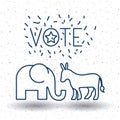 Isolated Donkey and elephant of vote concept