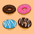 Set of donuts vector illustration, donut cartoon