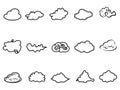 Doodle cloud outline icons set