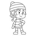 Isolated draw boy winter kid illustration vector Royalty Free Stock Photo