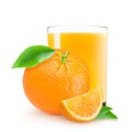 Isolated drink. Glass of orange juice and slices of orange fruit isolated on white background Royalty Free Stock Photo
