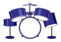 Isolated drumset in blue color
