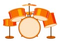 Isolated drumset in orange color Royalty Free Stock Photo