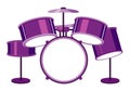 Isolated drumset in purple color Royalty Free Stock Photo