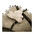 Isolated dry leaf on the ground - concept image in puzzle shape Royalty Free Stock Photo