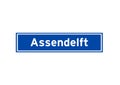 Assendelft isolated Dutch place name sign. City sign from the Netherlands.