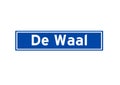 De Waal isolated Dutch place name sign. City sign from the Netherlands.