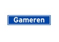 Gameren isolated Dutch place name sign. City sign from the Netherlands.