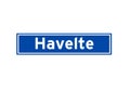 Havelte isolated Dutch place name sign. City sign from the Netherlands. Royalty Free Stock Photo