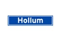 Hollum isolated Dutch place name sign. City sign from the Netherlands.