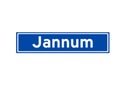Jannum isolated Dutch place name sign. City sign from the Netherlands.