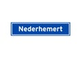 Nederhemert isolated Dutch place name sign. City sign from the Netherlands.