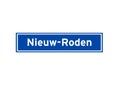 Nieuw-Roden isolated Dutch place name sign. City sign from the Netherlands.