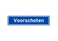 Voorschoten isolated Dutch place name sign. City sign from the Netherlands. Royalty Free Stock Photo