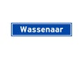 Wassenaar isolated Dutch place name sign. City sign from the Netherlands.