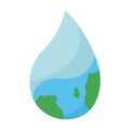 Isolated earth globe on a drop of water icon Vector Royalty Free Stock Photo