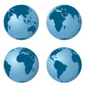 Isolated earth views pack with four positions vector