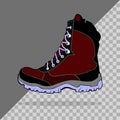 isolated and easily editable illustration of cool leather red boots.