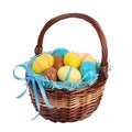 Isolated Easter basket, white background Royalty Free Stock Photo