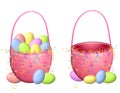 Isolated Easter Baskets and Easter Eggs