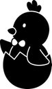 Easter chick icon. Isolated Easter chick sitting in an eggshell silhouette. Royalty Free Stock Photo