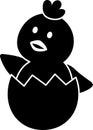 Easter chick icon. Isolated Easter chick sitting in an eggshell silhouette. Royalty Free Stock Photo