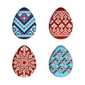 Isolated eggs vector set in paper cut style for banner, spring card or background design.Easter pixel tribal ornate